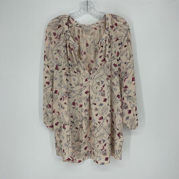 Lila Rose Long Sleeve Split Neck Floral Top Size 2X - Picture 2 of 7